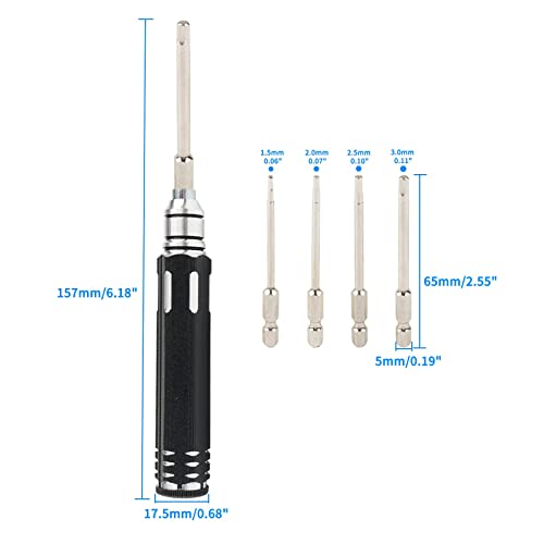 4 In 1 Hex Screwdriver Kit & Mini 4-Way Cross Wrench, Hard Steel 1.5mm 2.0mm 2.5mm 3.0mm Allen Screw Driver Bits for RC Car Quadcopter Helicopter Airplane Boat Repair Tools Sets