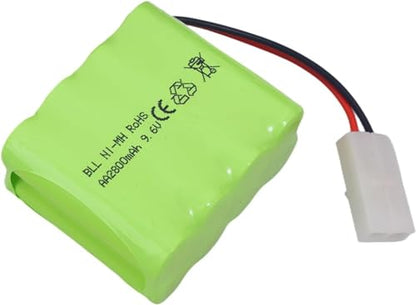 1PCS AA 9.6V 2800mAh Ni-MH High Capacity Battery with Tamiya Plug and USB Charging Cable for Toy Tank Engineering, Flat Semi-Trailer Truck, RC Car Spare Battery Pack