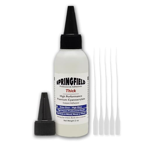 Professional Grade CA Glue - 2oz Cyanoacrylate Gel Super Glue and Gap Filler - Thick 2000 CPS Viscosity Adhesive for Carpentry, Woodworking, Hobby Models, Archery Fletching by Springfield Speaker - color: Clear Gel