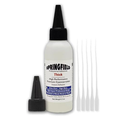 Professional Grade CA Glue - 2oz Cyanoacrylate Gel Super Glue and Gap Filler - Thick 2000 CPS Viscosity Adhesive for Carpentry, Woodworking, Hobby Models, Archery Fletching by Springfield Speaker - color: Clear Gel