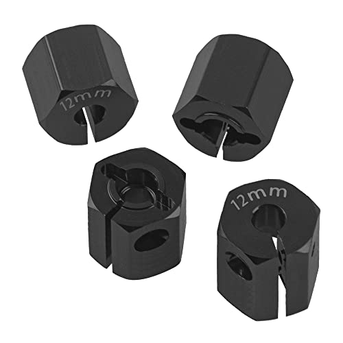 Aluminum Alloy 12mm Wheel Hex Hub Drive Adapters with Pins Screws Compatible with Axial SCX10 HSP HPI Tamiya Redcat 1/10 RC Crawler Car (12mm, Black) - color: Black, size: 12mm