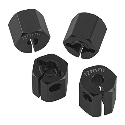 Aluminum Alloy 12mm Wheel Hex Hub Drive Adapters with Pins Screws Compatible with Axial SCX10 HSP HPI Tamiya Redcat 1/10 RC Crawler Car (12mm, Black) - color: Black, size: 12mm