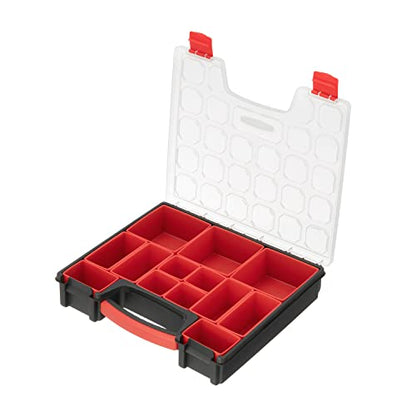 INTERTOOL Hardware Organizer with 13 Removable Bins - Small Parts Storage Tool Box for Nuts, Bolts, Screws, Nails - Portable Handle Transparent Lid with Locks BX08-4031 - style: 13 Removeable Bins