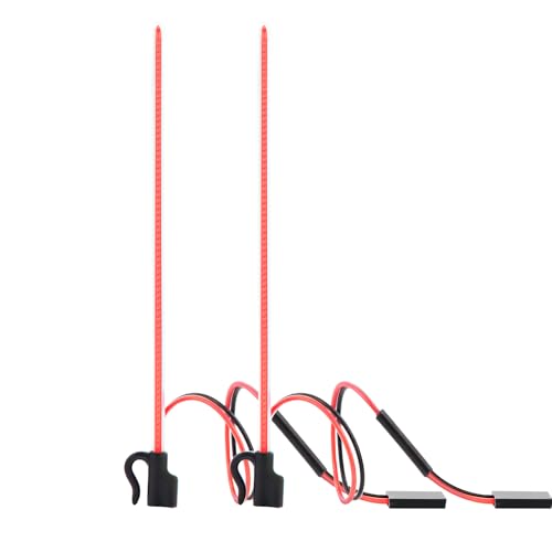 2PCS LED RC Whip Antenna Lights Cuttable Flexible for RC Car/Boat, R | Cuttable Flexible, Easy Plug-and-Play RC Glow Antenna, Water-Resistant - color: Red Light