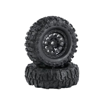 1.0 Inch RC Crawler Wheels and Tires Set, Pre-Mounted Aluminum Wheel & Tire Combo with Foam Inserts, Fit for 1/18 SCX24 SCX30 Micro RC, 4PCS (Black) - color: Black
