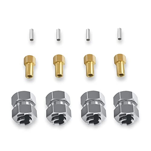 4Pcs Aluminum Extended 7mm Hex Wheel Hubs Extension Adaptor Combiner Coupler+4MM Extenders for 1/24 Axial SCX24 90081 AXI00005 AX100002 AXI00001 AXI00006 AXI00004 RC Crawler Car (Titanium) - color: Titanium
