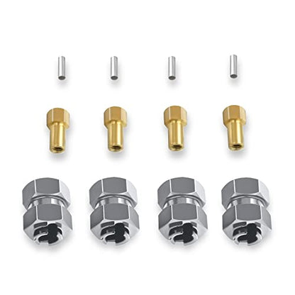 4Pcs Aluminum Extended 7mm Hex Wheel Hubs Extension Adaptor Combiner Coupler+4MM Extenders for 1/24 Axial SCX24 90081 AXI00005 AX100002 AXI00001 AXI00006 AXI00004 RC Crawler Car (Titanium) - color: Titanium