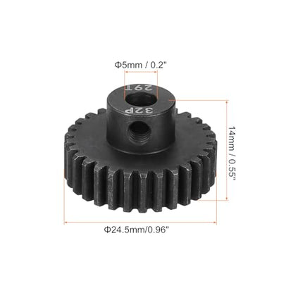 MECCANIXITY RC 32P Hardened Pinion Gear 5mm Shaft, 29T Motor Gears Carbon Steel for 1/10 RC Model Car Boat Drone - style: 29T