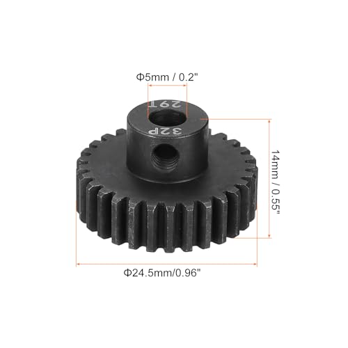 MECCANIXITY RC 32P Hardened Pinion Gear 5mm Shaft, 29T Motor Gears Carbon Steel for 1/10 RC Model Car Boat Drone - style: 29T