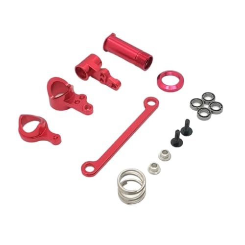 for Wltoys 144001 144002 144010 124007 124016 124018 124019 Metal Steering Components Steering Assembly RC Car Upgrades Parts RC Car Repair Kit(Red) - color: Red