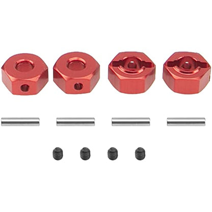 Metal 12mm Wheel Hex Hub Drive Adapters with Pins Screws Compatible with 1/10 Arrma Senton Granite Typhon Vorteks 3S Big Rock RC Car (Red) - color: Red
