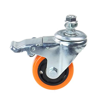 Heavy Duty Swivel Wheels, 3 Inch Yellow PVC Casters with Metric Stem M12-1.75x25mm Double Brakes Castors Safety Wheels up to 1200 Lbs/Set for Industry and Furniture Set of 4 - style: 3 Inch with Brake