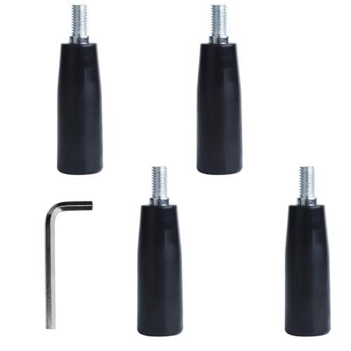 4 Pcs Revolving Handwheel Handle, M8 Male Threaded Stem, Zinc Alloy Steel with Powder Coated Finish, for Milling Machine & Lathe Equipment (Black) - size: M8 x 63mm