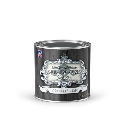 All-in-ONE Gel Stain - Graphite (Steel Gray) - 8oz - color: Graphite, size: 8 Fl Oz
