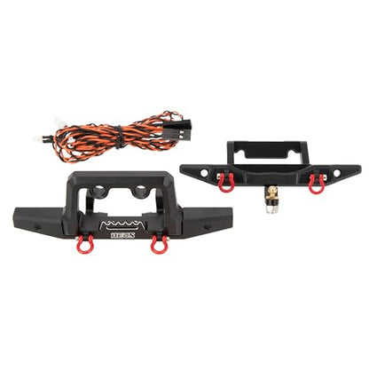 MEUS Aluminum Front/Rear Bumper with LED Lights for TRX4M - Remote Control Car, RC Car, RC Crawler 1/18 Upgrade Parts (Front/Rear Bumper for Defender) (HELIDIRECT)