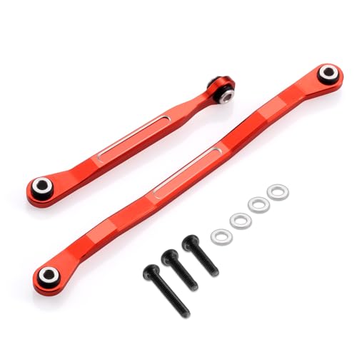 RCHUBAM 2PCS Steering Linkage Link Pull Rod for HPI 1/18 Venture HILUX | Aluminum Alloy,Steering Link with Screw Washer,RC Upgrade Parts - color: Red