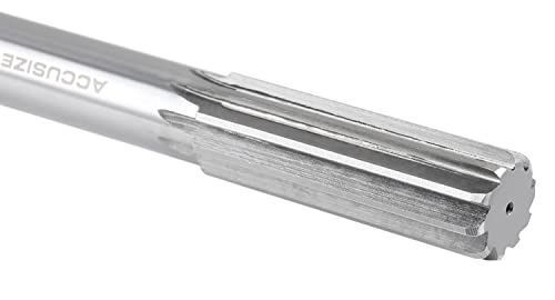 Accusize Industrial Tools 7/8'' H.S.S. Straight Shank Straight Flute Chucking Reamer, Flute Length 2-5/8'', Oal 10'', Right Hand, 8 Flute, 5015-0245 | 7/8" HSS Straight Shank Straight Flute Chucking Reamer, Flt Len 2-5/8", OAL 10", Right Hand Cut, 8 Flute