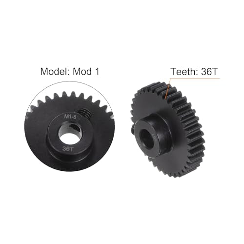 uxcell Mod 1 36T Pinion Gear 8mm Bore Hardened Steel Motor Rack Spur Gear for RC Car Truck Gear Drive