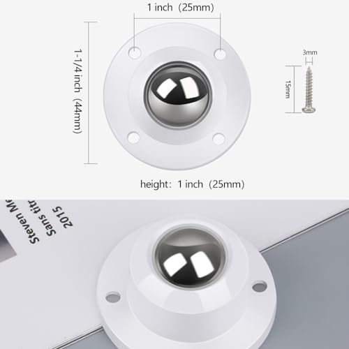 Self Adhesive Caster Wheels for Furniture,Storage Box,Trash Can,PC Stainless Steel Universal Pulley 360 Degree Rotating Adhesive Caster Wheels 1 Inch Low Profile Swivel Wheels White 4 Pack - style: White【1 inch】