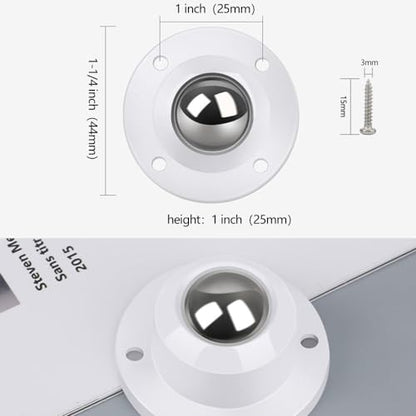 Self Adhesive Caster Wheels for Furniture,Storage Box,Trash Can,PC Stainless Steel Universal Pulley 360 Degree Rotating Adhesive Caster Wheels 1 Inch Low Profile Swivel Wheels White 4 Pack - style: White【1 inch】