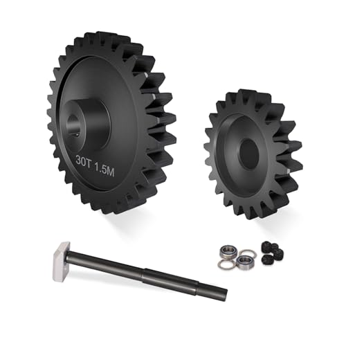 30T M1.5 Shaft with Bearing 45# Steel D-Shaped Hole Spur Gear with 20T Pinion Gear for TRAXXAS-1/5 X-MAXX 6S/8S Monster Truck and 1/6 4WD XRT 8S-78086-4, 1.5 Mod Large Transmission Gear Part - style: 20T + 30T