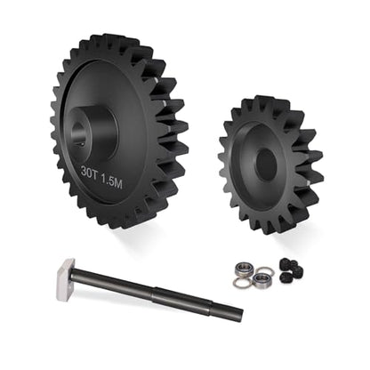 30T M1.5 Shaft with Bearing 45# Steel D-Shaped Hole Spur Gear with 20T Pinion Gear for TRAXXAS-1/5 X-MAXX 6S/8S Monster Truck and 1/6 4WD XRT 8S-78086-4, 1.5 Mod Large Transmission Gear Part - style: 20T + 30T