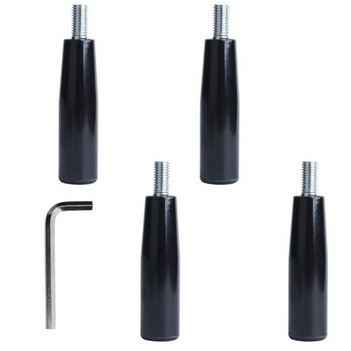 4 Pcs Revolving Handwheel Handle, M12 Male Threaded Stem, Zinc Alloy Steel with Powder Coated Finish, for Milling Machine & Lathe Equipment (Black) - size: M12 x 100mm