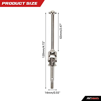 RCAWD Front Driveshaft Set for 1/8 Losi LMT Upgrades, U-Joint Universal Drive Shafts for 4X4 Solid Axle Monster Truck #LOS04021, #LOS04022, Parts for #LOS242048 Silver - color: Silver