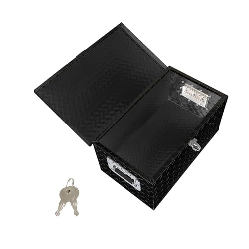 Silscvtt 20 * 12 * 9.6 Inch Black Aluminum Diamond Plate Tool Box with Key Locks - Durable Pickup Truck Toolbox
