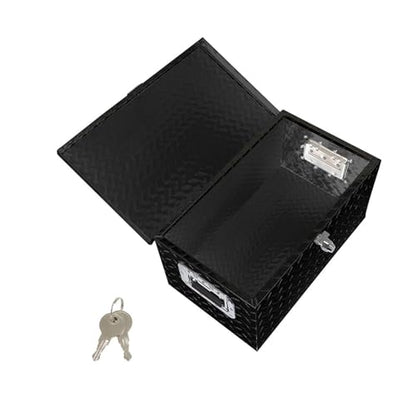 Silscvtt 20 * 12 * 9.6 Inch Black Aluminum Diamond Plate Tool Box with Key Locks - Durable Pickup Truck Toolbox
