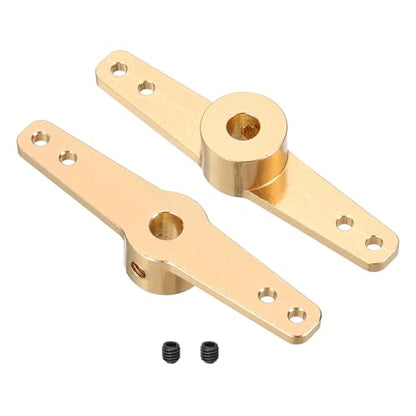 MECCANIXITY Steering Servo Arm, Double Aluminum Steering Arm Servo Horn 4.1mm for RC Model Car Robot Boat Airplane Pack of 2 (Gold)