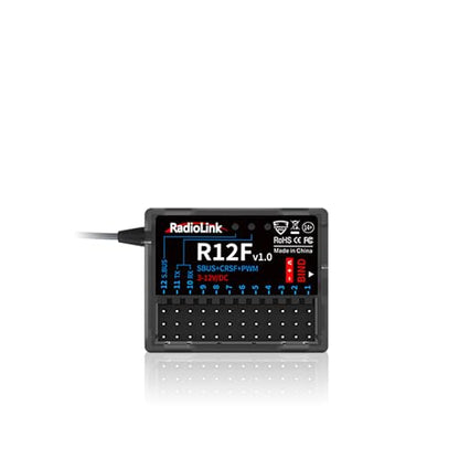 Radiolink R12F 12-Channel 2.4GHz RC Receiver Compatible with T16D/T12D/T8FB/T8S/RC4GS V3/RC6GS V3 Transmitters, Ideal for RC Airplanes, Jets, Cars, Boats & Robots
