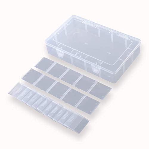 2 Pack Plastic Small Crafts Storage Boxes with Adjustable Dividers (15 Grid) - size: 15 Grid