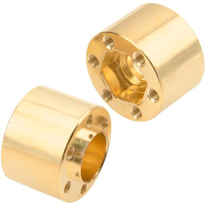 RC Brass Weights 12mm Hex Hub Extended Adapters for 1.9/2.2inch Beadlock Wheel Rim Compatible with Axial SCX10 90046 Redcat TRX4 Gen7 D90 CC01 1/10 RC Crawler (Yellow,15mm)