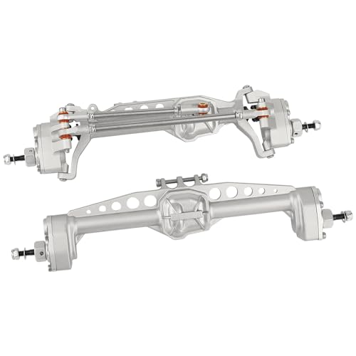CNC Metal Front and Rear Portal Axles for 1/10 RC Crawler Car Axial SCX10 III AXI03006 AXI03007 Wrangler JL AR45 Axle Upgrade Part (Silver)