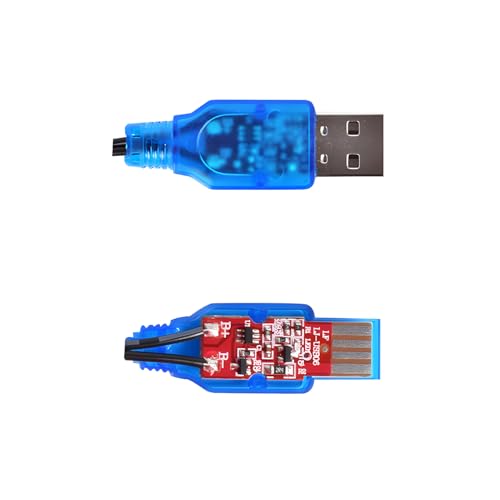 SAMLOO 2 Pack 3.7V Battery USB Charger Cable SM-2P Port Cable for 3.7V RC Boat Car Truck Toy Rechargeable Li-ion and Li-Po Battery Charger