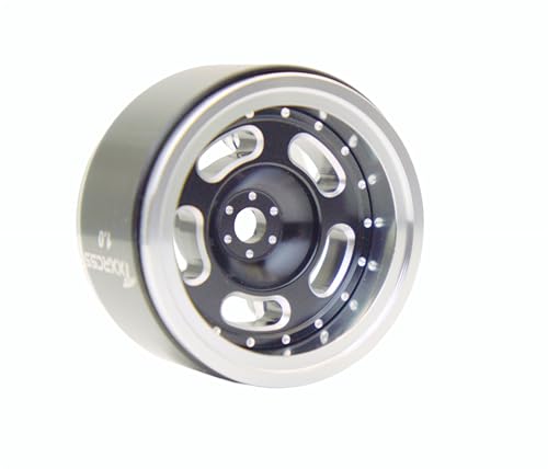 RC 1.0 Beadlock Wheels Offsets -2 Aluminum Rims for AX24 1/18 TRX4M All 1/24 Scale SCX24 Deadbolt RC Crawler Car Wheels Upgrades 4Pc (Black & Silver) - color: Black & Silver