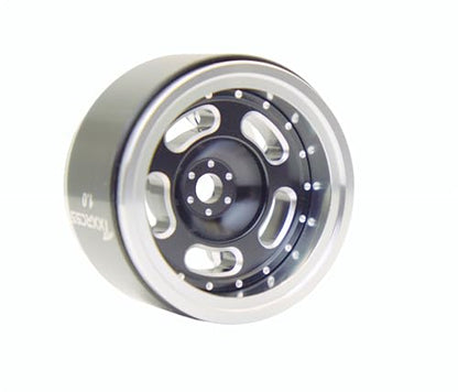 RC 1.0 Beadlock Wheels Offsets -2 Aluminum Rims for AX24 1/18 TRX4M All 1/24 Scale SCX24 Deadbolt RC Crawler Car Wheels Upgrades 4Pc (Black & Silver) - color: Black & Silver