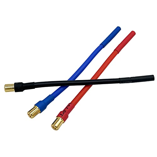 3pcs/Set 6.5MM Bullet Male to 4.0mm Female 12AWG 10CM ESC Extension Cable for RC Car Boat Brushless Motor ESC - style: 6.5mm male to 4.0mm female