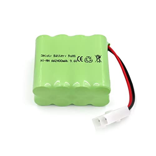 9.6V 2400mAh RC Battery, KET-2P Plug NiMH Rechargeable AA Battery Pack with Charge Cable for RC Car, RC Battle Tank, RC Boat