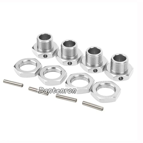 RC Aluminum 17mm Wheel Hex Nuts with Wheel Hub Wrench Repair Tool Set Upgrades Part for 1/8 RC Cars Trucks Off Road Buggy Arrma Typhon Kraton 6S 3S Traxxas E-Maxx E-Revo Mojave (Silvery) - color: Silvery