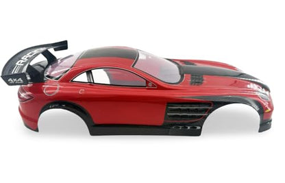 1/10 Scale RC Drift Racing Touring On Road Car Painted Body Shell, Spoiler Included, Pre-Cut, 258mm Wheelbase - Mercedes-Benz SLR McLaren Style - color: Red