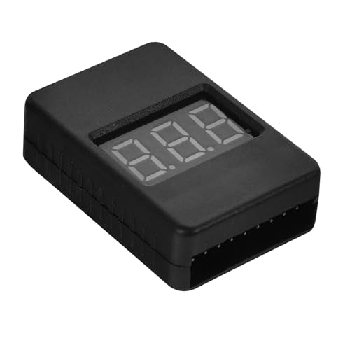 DOITOOL Lipo Battery Capacity Tester 1-8s Digital Voltage Tester with Low Voltage Alarm for Rc Models Portable Battery Checker Black