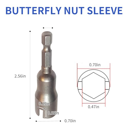 2 pcs Wing Nut Driver Set,Butterfly Hole Socket Wrench For Screws Eye And Panel 1/4” Hex Shank Wing Nuts Driver (Silvery)