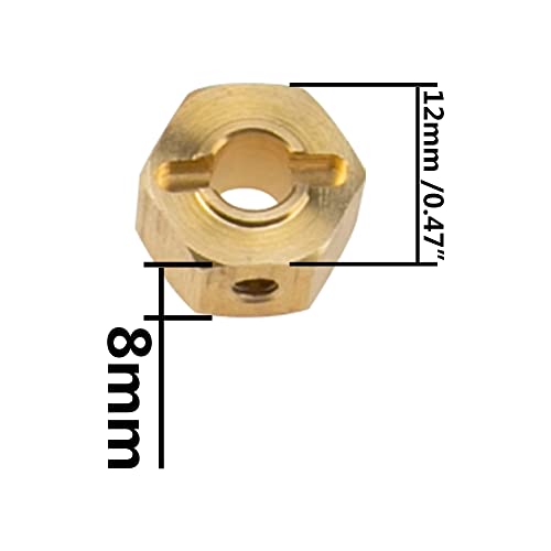 ShareGoo Brass 12mm Hex Wheel Hub Wheel Drive Hex Adapter Compatible with Axial SCX10 Wraith 90027 90046 Tamiya CC01 D90 Redcat Gen7 Gen8 1/10 RC Crawler (8mm Thickness) - size: 8mm Thickness