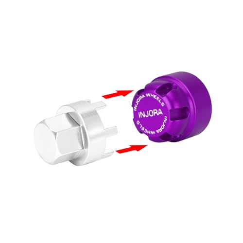 INJORA M2 Wheel Lock Nuts with Aluminum Cap for 1/24 RC Crawlers (Purple) - color: Purple