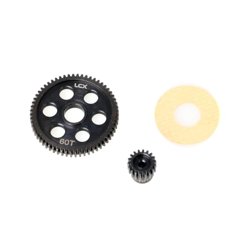LCX Racing 1/16 1/18 RC Car Hard Steel Transmission Spur Gear Motor Gear 60T/18T for RC Truck Losi Mini-B Buggy Mini-T 2.0, Upgrades Parts Accessories