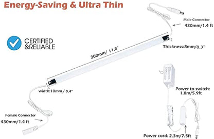 Premium LED Light Strips Kit: 6 x 12 Linkable Bars + Rocker Switch for Warm White Ambient Lighting in Cabinets, Closets, Shelf, Display Case, Showcase Lighting, 3000K Warm White | 3000K Warm White, PCB Cabinet Lighting for Kitchen Shelf, Display Case, Boo