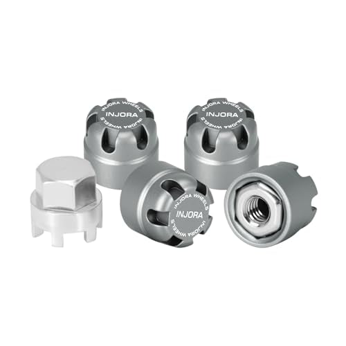 INJORA M2.5 Wheel Lock Nuts with Aluminum Cap for 1/18 RC Crawlers Upgrade(Gray) - color: Gray