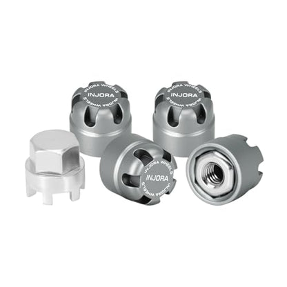 INJORA M2.5 Wheel Lock Nuts with Aluminum Cap for 1/18 RC Crawlers Upgrade(Gray) - color: Gray